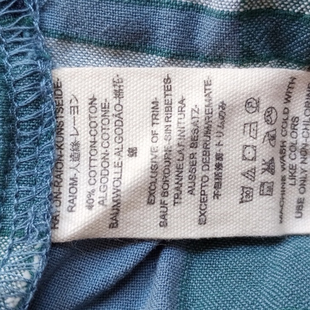 Free People Oversized Raw Hem Button Down Shirt S Blue Plaid - Picture 5 of 8
